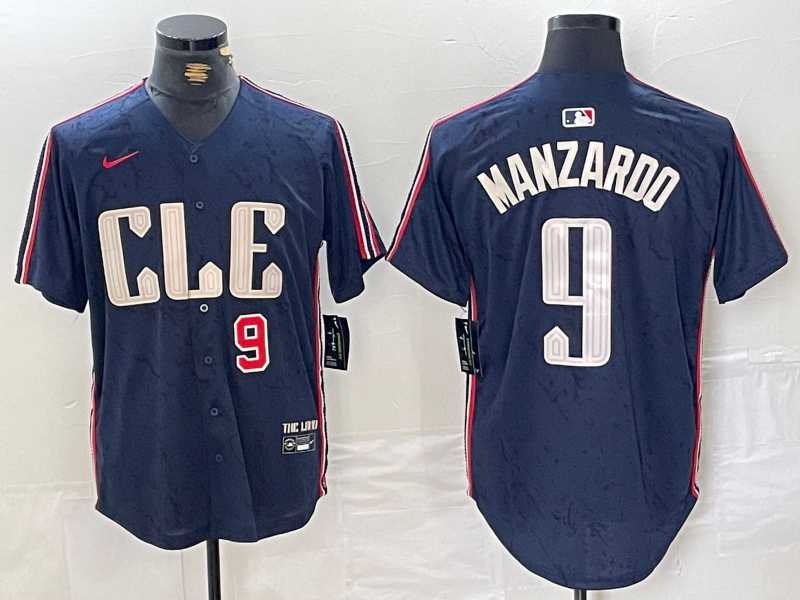 Men%27s Cleveland Guardians #9 Kyle Manzardo Number Navy 2024 City Connect Limited Stitched Jersey